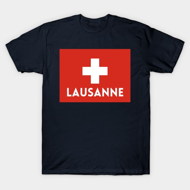 Lausanne City in Swiss Flag T-Shirt by aybe7elf